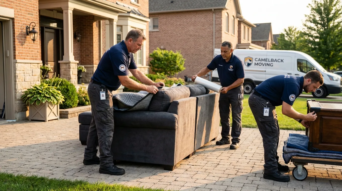 Large estate moving crew wrapping furniture in Bracey, VA